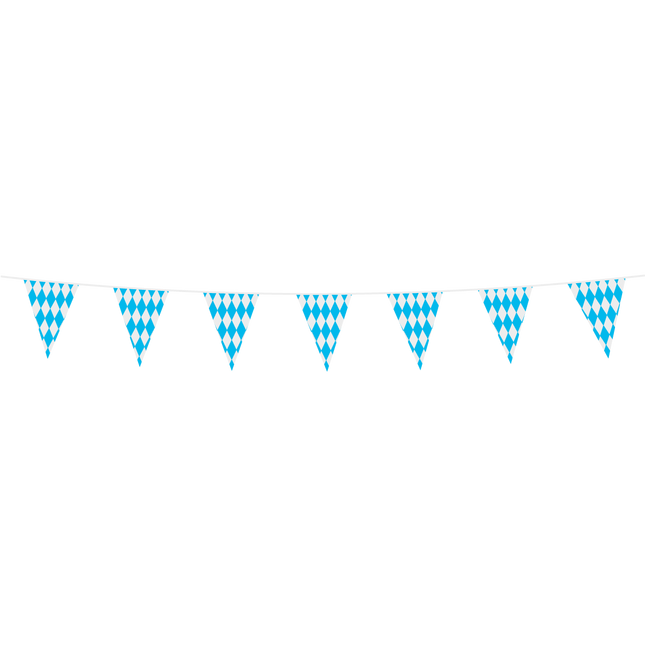 Mini Vlaggenlijn blauw / wit geruit Bavaria 3 meter