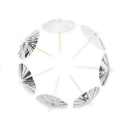 10x Parasol prikker Metallic Zilver