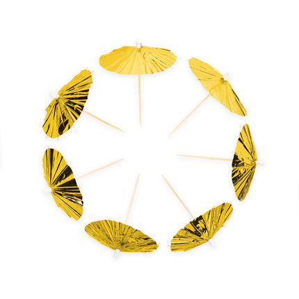 10x Parasol prikker Metallic Goud