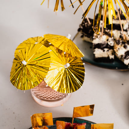10x Parasol prikker Metallic Goud