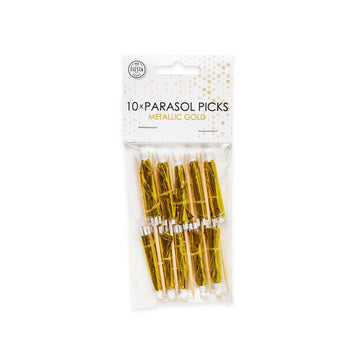 10x Parasol prikker Metallic Goud