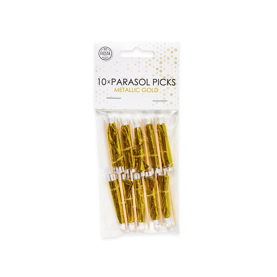 10x Parasol prikker Metallic Goud