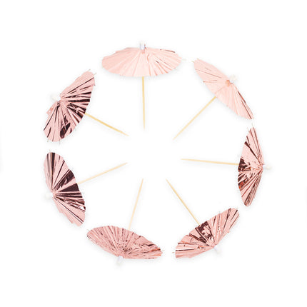 10x Parasol prikker Metallic Rosé Goud