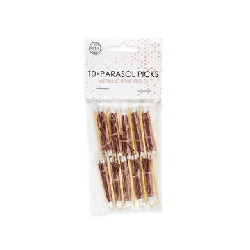 10x Parasol prikker Metallic Rosé Goud