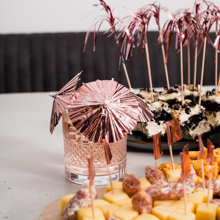 10x Parasol prikker Metallic Rosé Goud