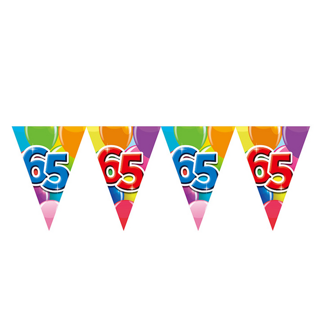 Gekleurde Vlaggenlijn 65 Jaar – 10 Meter (Dubbelzijdig Bedrukt)