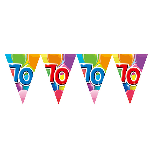 Gekleurde Vlaggenlijn 70 Jaar – 10 Meter (Dubbelzijdig Bedrukt)