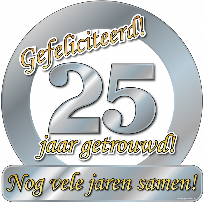 Huldeschild Verkeersbord - 25 jaar getrouwd