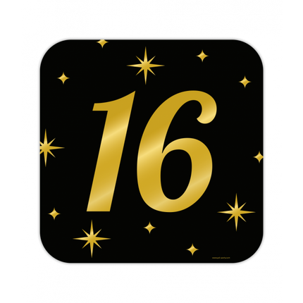 Huldeschild Zwart/Goud - 16 Jaar