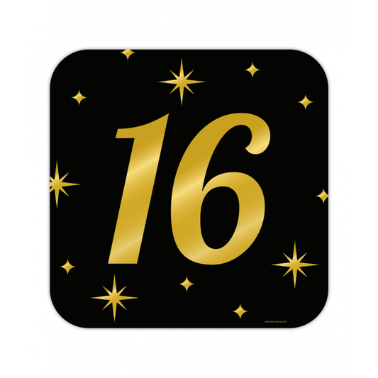 Huldeschild Zwart/Goud - 16 Jaar