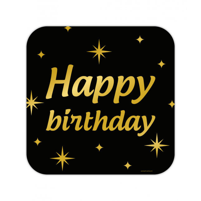 Huldeschild Zwart/Goud - Happy Birthday