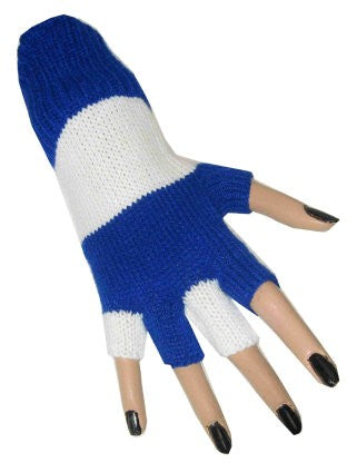 Vingerloze handschoenen blauw/wit