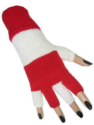 Vingerloze handschoenen rood/wit