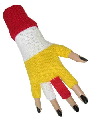 Vingerloze handschoenen rood/wit/geel