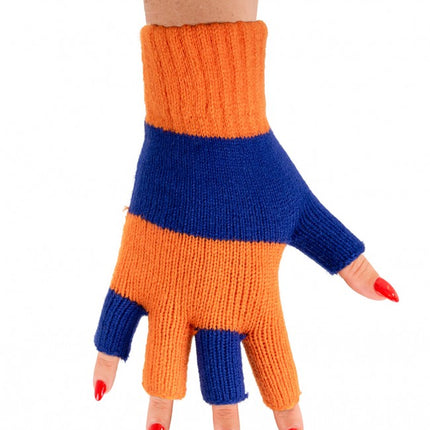 Vingerloze handschoenen oranje blauw