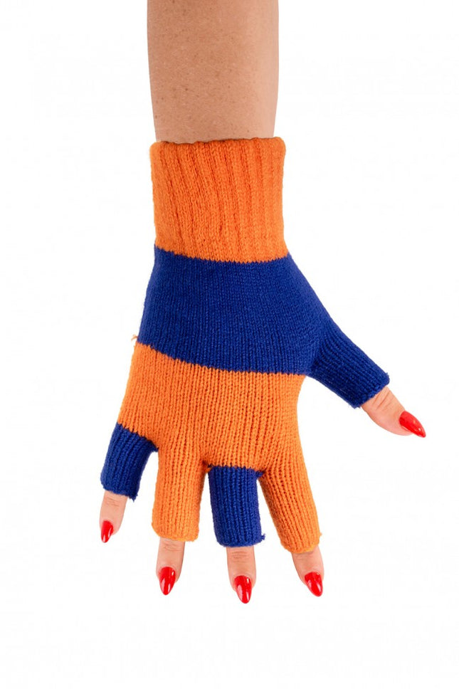 Vingerloze handschoenen oranje blauw