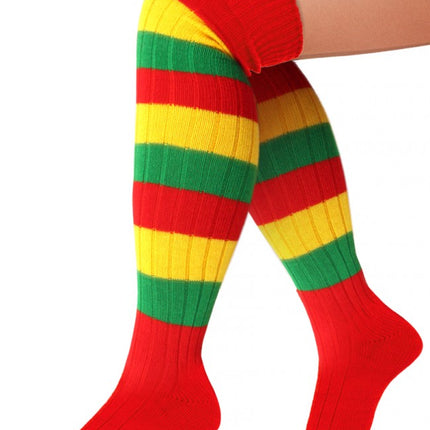 Kniekousen rood/geel/groen gestreept maat 41-47