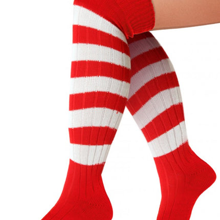 Kniekousen rood/wit gestreept maat 41-47