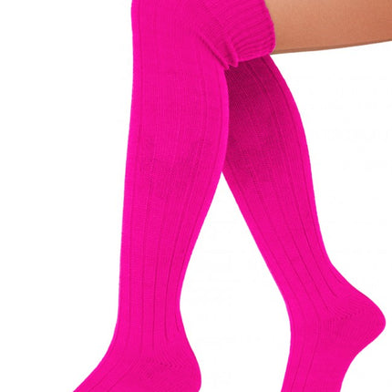 Kniekousen fluor roze maat 41-47