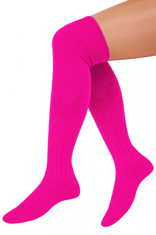 Kniekousen fluor roze maat 41-47