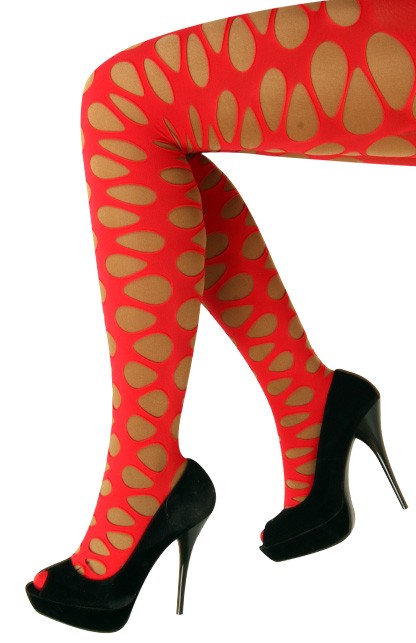 Netpanty rood grote gaten one size