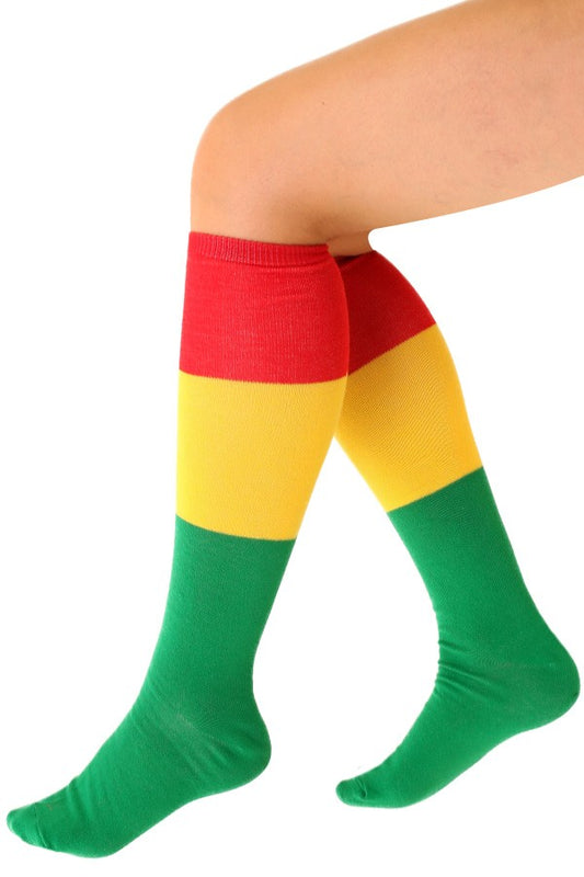 Sokken rood/geel/groen gestreept maat 39-42
