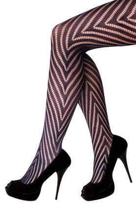 Netpanty zwart met visgraat motief one size