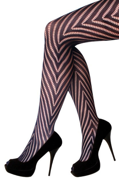 Netpanty zwart met visgraat motief one size