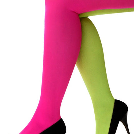 Panty fluor roze/fluor geel one size