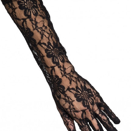 Handschoenen kant zwart elleboog