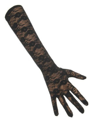 Handschoenen met kant zwart 42 cm