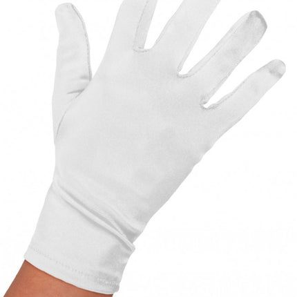 Handschoen satijn 20 cm wit