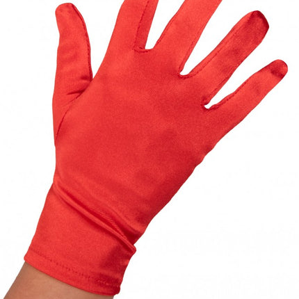 Handschoen satijn 20 cm rood