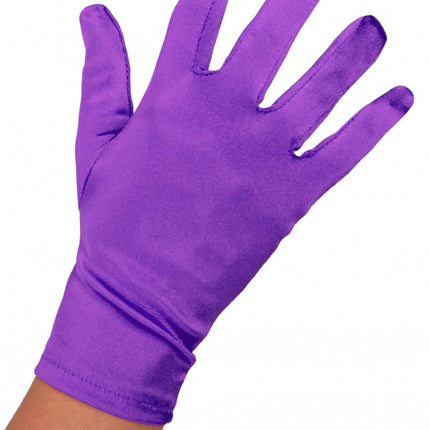 Handschoen satijn 20 cm paars