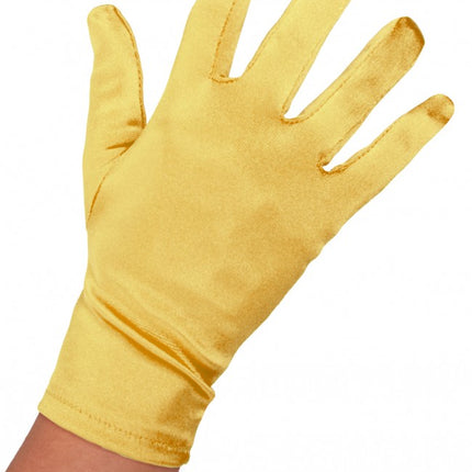Handschoen satijn 20 cm goud