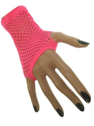 Nethandschoen kort vingerloos fluor roze