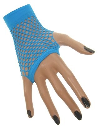 Nethandschoen kort vingerloos fluor blauw