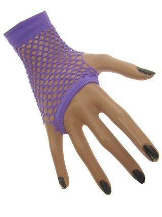 Nethandschoen kort vingerloos fluor paars