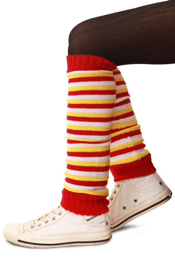 Beenwarmers rood/wit/geel voor kinderen