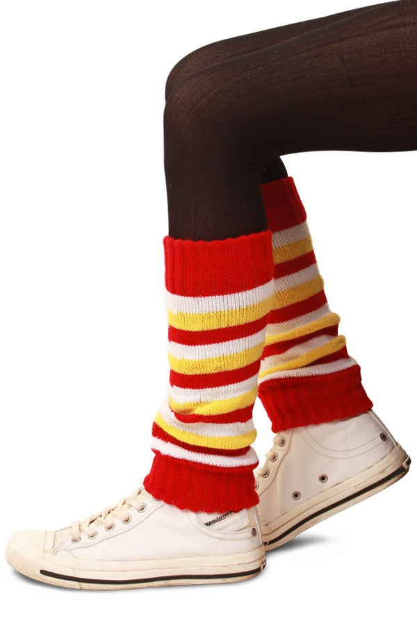 Beenwarmers rood/wit/geel voor kinderen