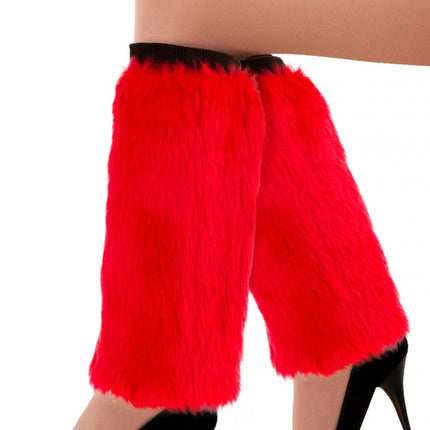 Beenwarmers pluche rood