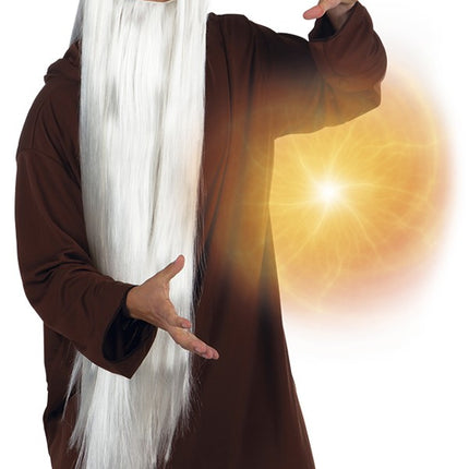 Pruik met baard Wizard wit