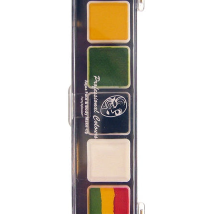 PXP Professional Colours 5 x 3 and 1 x 6 gram rasta colours palet with brush size 25 Regular colours and 1 splitcake.