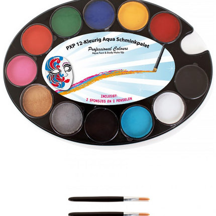PXP Professional Colours palet basic 12 x 4 gram with 2 sponges and 2 pencils
