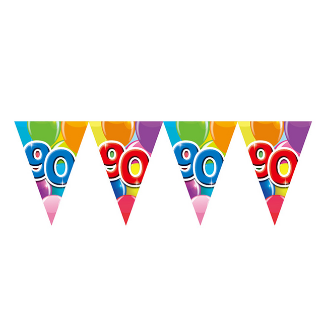 Gekleurde Vlaggenlijn 90 Jaar – 10 Meter (Dubbelzijdig Bedrukt)