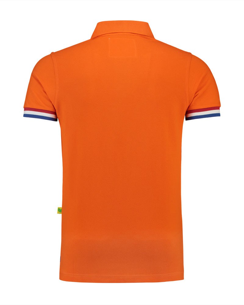 Oranje Heren Polo met Rood / Wit / Blauw Vlag