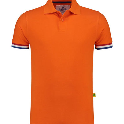 Oranje Heren Polo met Rood / Wit / Blauw Vlag