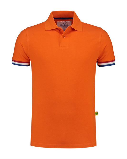 Oranje Heren Polo met Rood / Wit / Blauw Vlag