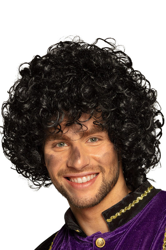 Pruik Piet krul zwart