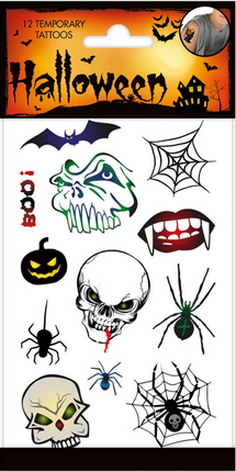 12x Plak Tattoos Halloween